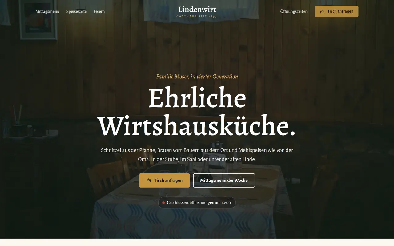 Beispiel-Website eines Gasthauses am Laptop
